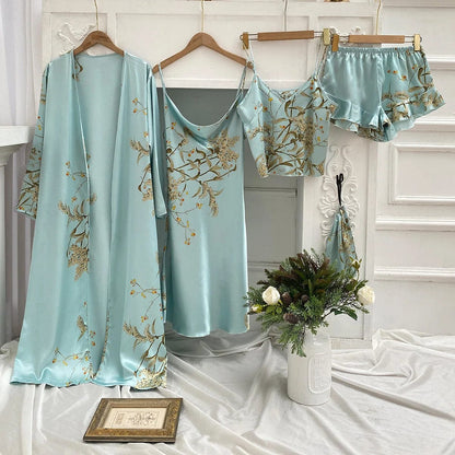 Blau Schlafset mit floralem Muster