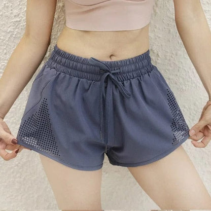 Blau Sportshorts mit Bindeband in der Taille