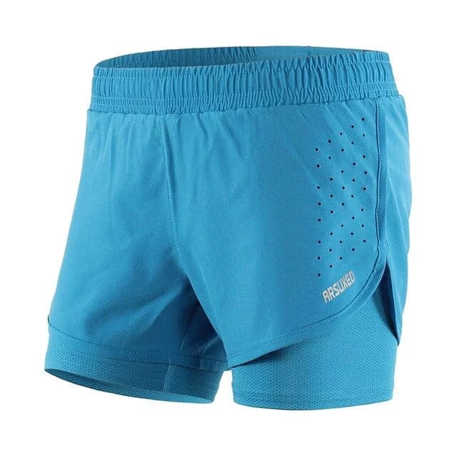 Blau Sportshorts mit engen Beinen