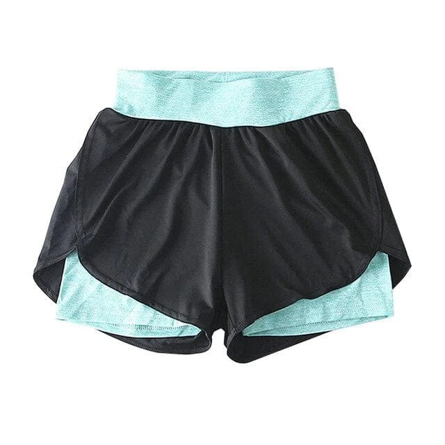 Blau Zweifarbige Sportshorts