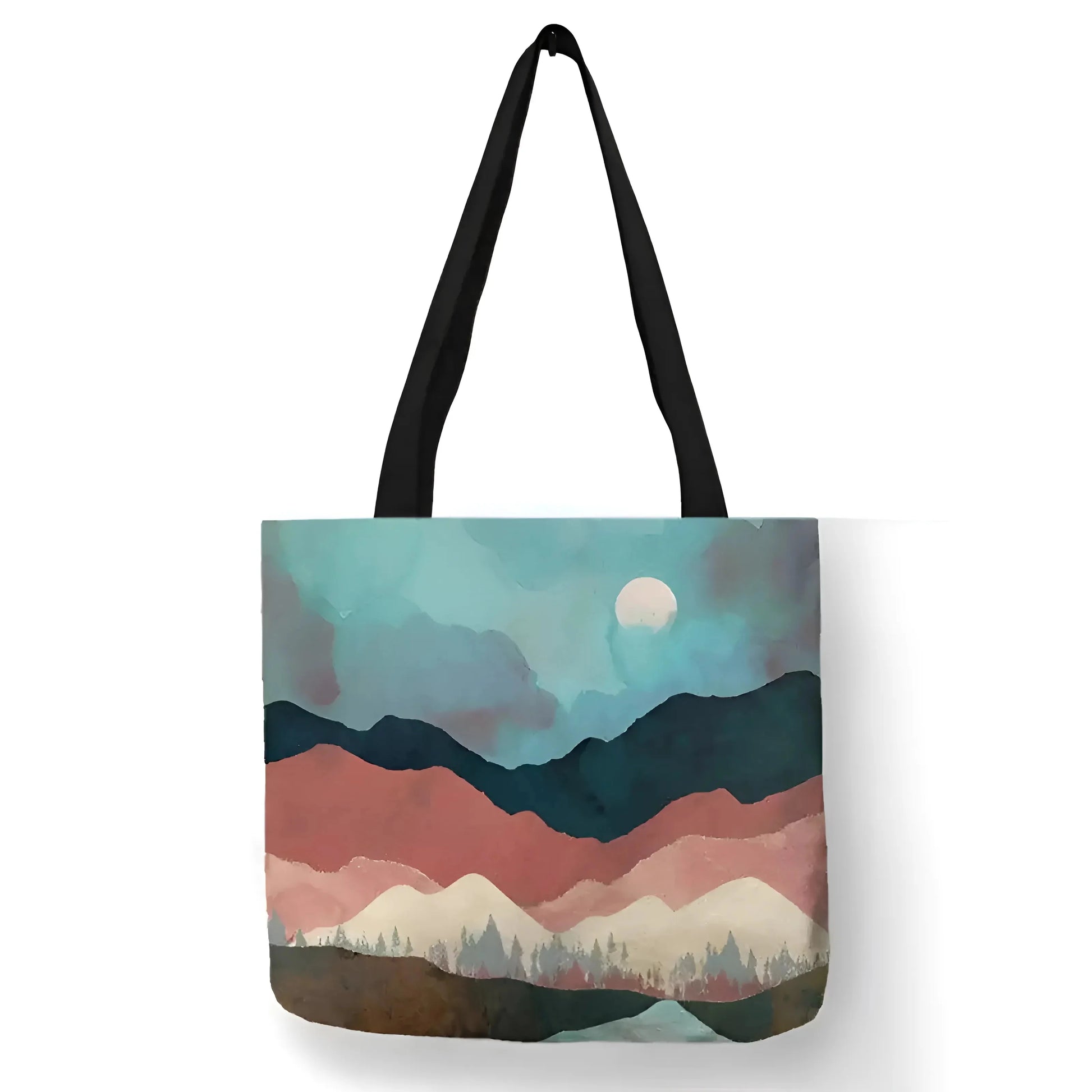 Blue Beach Bag with Printed Designs