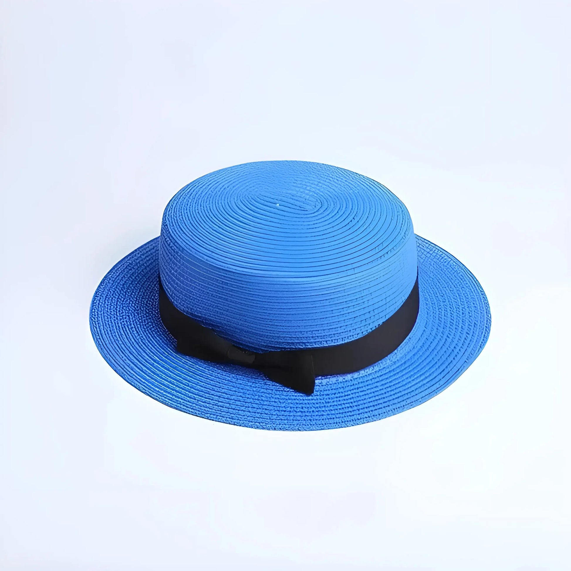 Blue Beach Hat with Black Ribbon