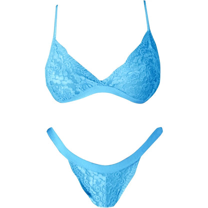 Blue Classic Lace Lingerie Set