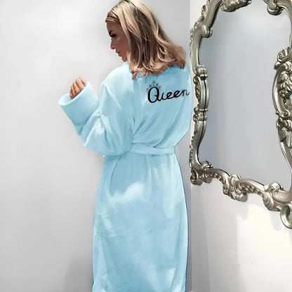 Blue Fluffy Women's Robe "Queen"