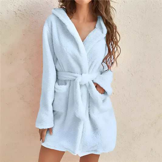 Blue Fluffy Women's Robe