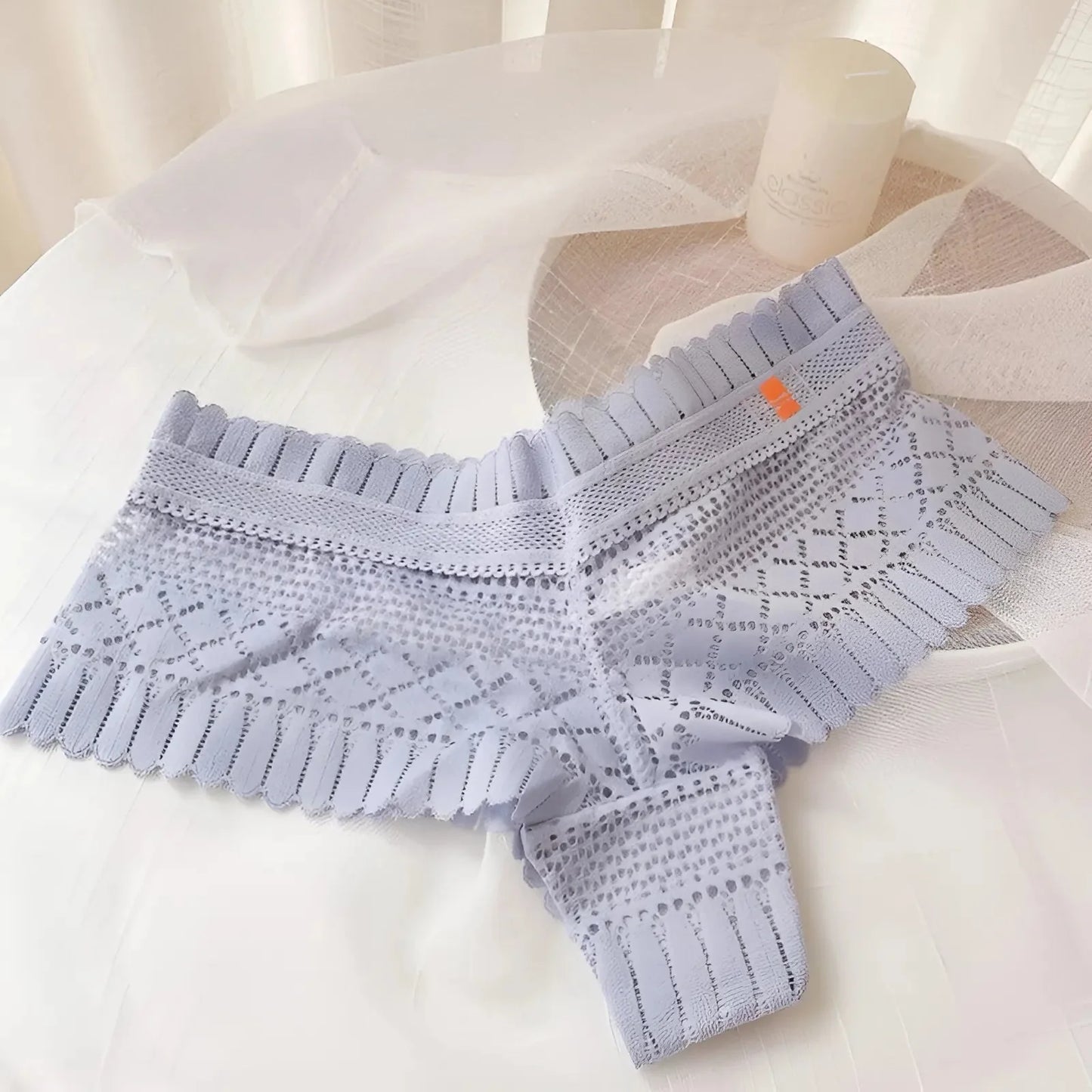 Blue Lace High-Waisted Knickers