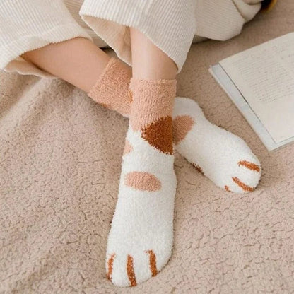 Braun Dicke Socken mit Pfotenmotiv