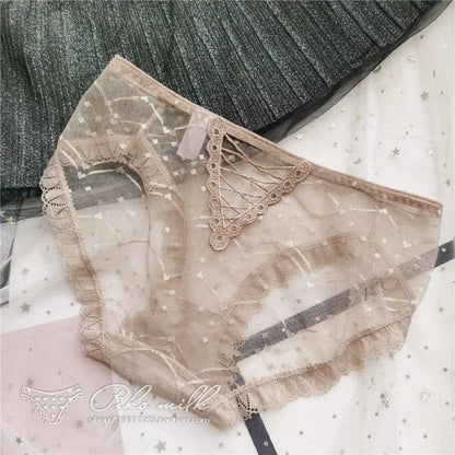 Braun Transparenter Slip mit Schnüren