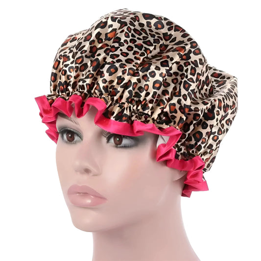 Brown Leopard Print Shower Cap