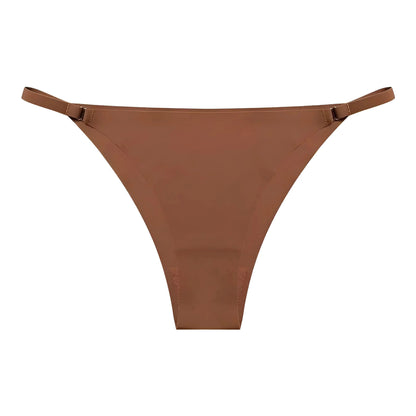 Brown Seamless Thong Underwear with Thin Straps