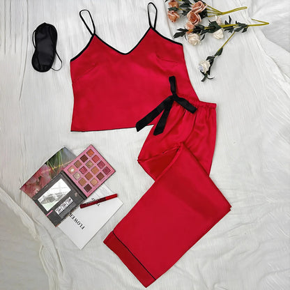 Burgundy Silk Women's Pyjama Set