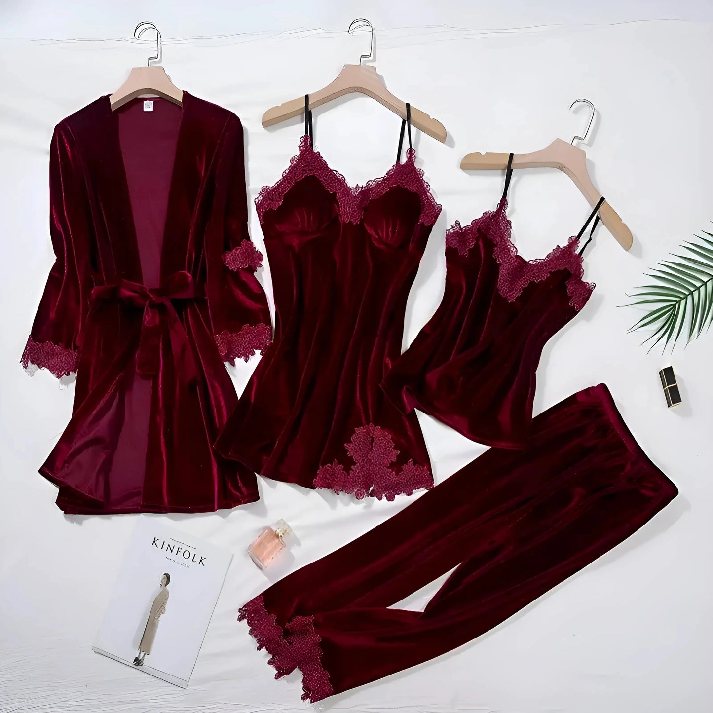 Burgundy Velvet Sleep Set