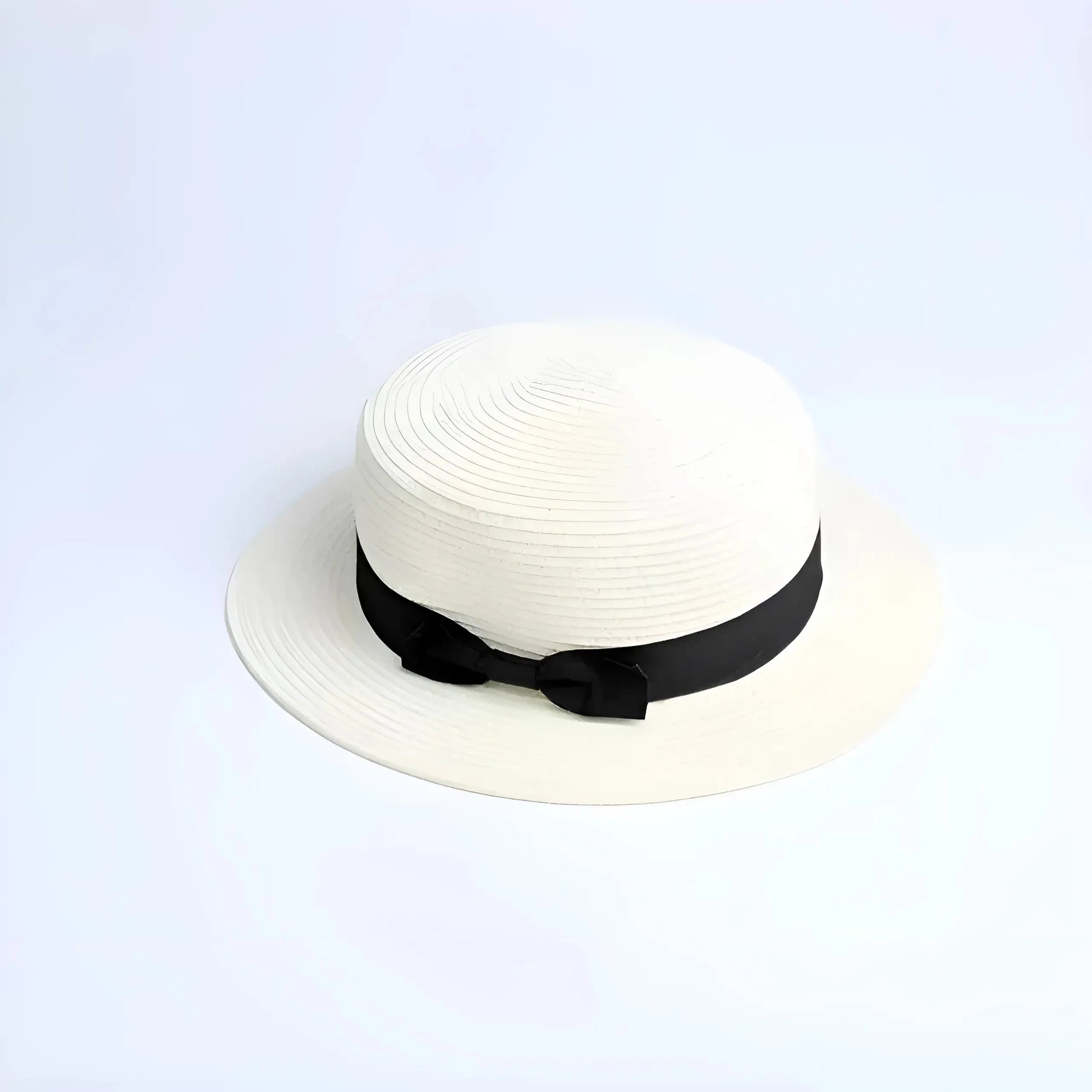 Cream Beach Hat with Black Ribbon