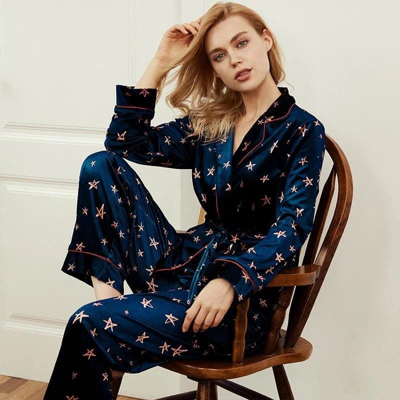 Damen Langarm-Pyjama mit Sternen - zaletta.de
