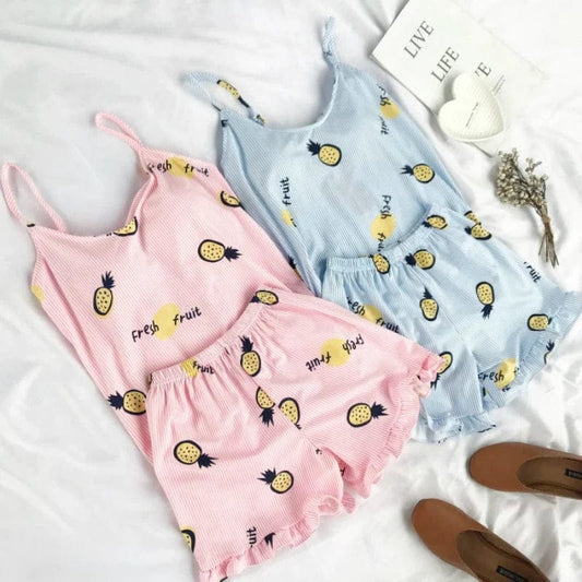  Damenpyjama mit farbenfrohen Prints