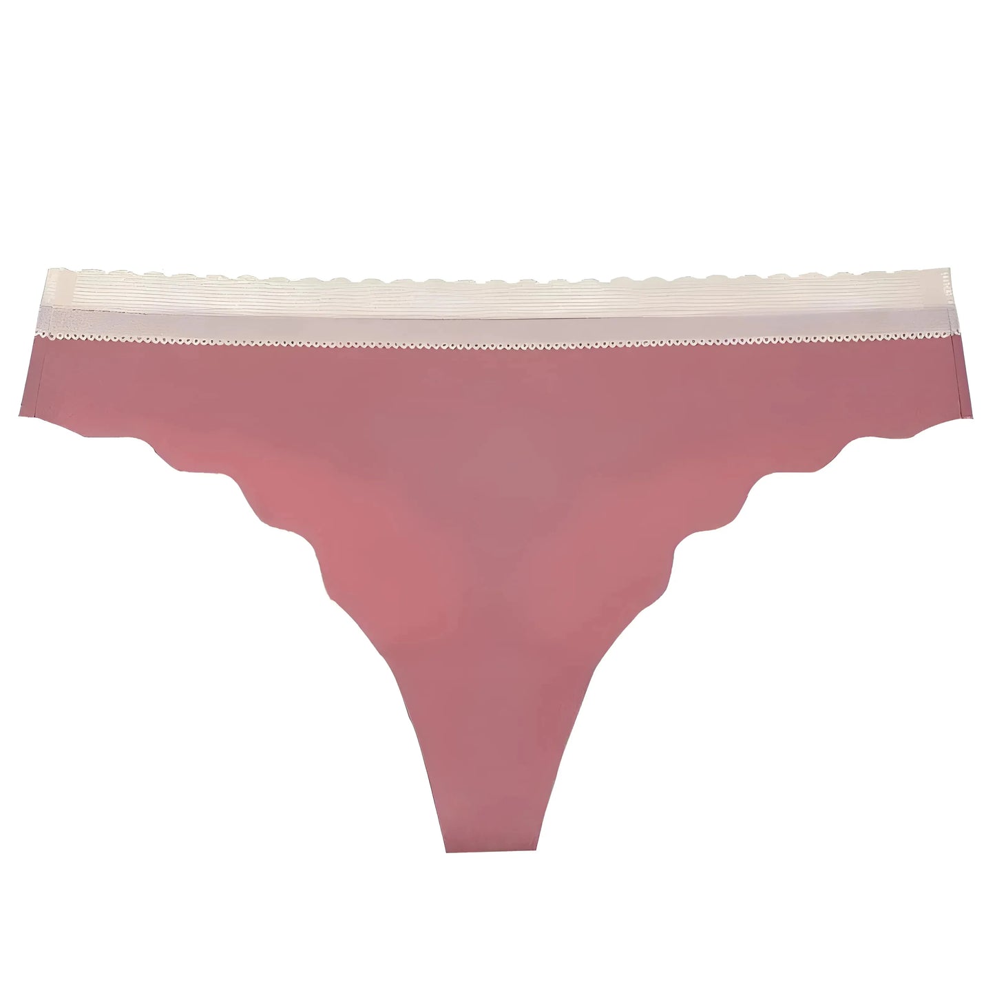 Dark Pink Seamless Lace String Panties