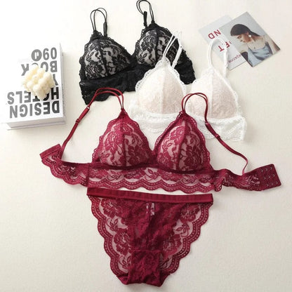  Dessous-Set aus Spitze mit dünnen Trägern