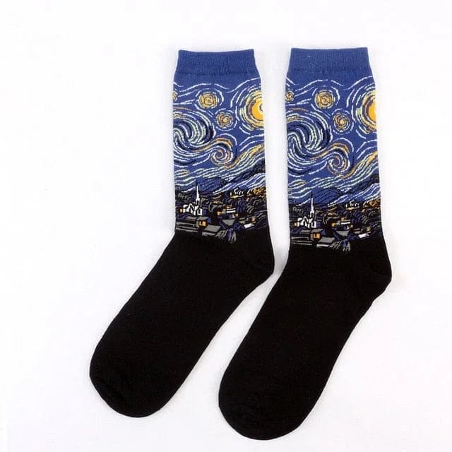 Dunkelblau Lange Socken mit Bildmotiv