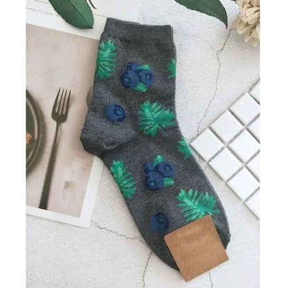 Dunkelgrau Lange Socken mit bunten Drucken