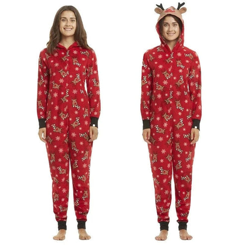 Einteiliger Damenpyjama mit Weihnachtsmotiv - Zaletta.de