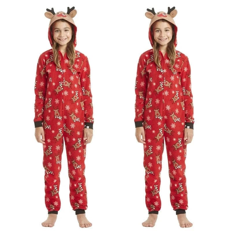  Einteiliger Kinderpyjama mit weihnachtlichem Motiv