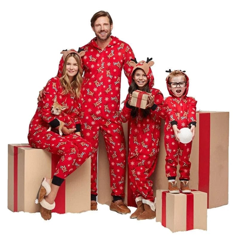  Einteiliger Kinderpyjama mit weihnachtlichem Motiv