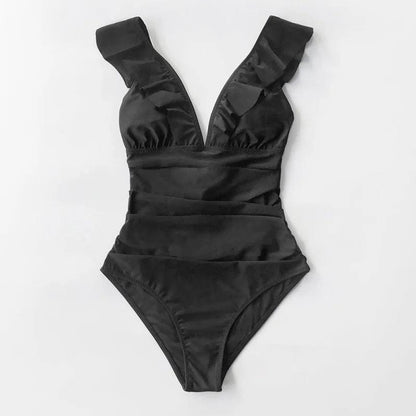  Einteiliger Monokini-Badeanzug mit Rüschen