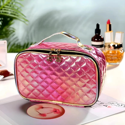 Fuchsia Quilted Cosmetic Case - Vanity Box