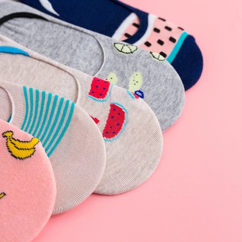  Fußsocken mit bunten Drucken