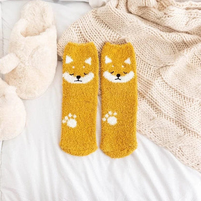 Gelb Dicke Socken mit Tiermotiv