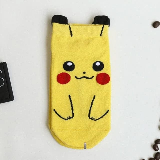 Gelb Kurze Socken mit Pokemon-Prints