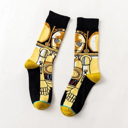 Gelb Lange Herrensocken mit Star Wars Helden