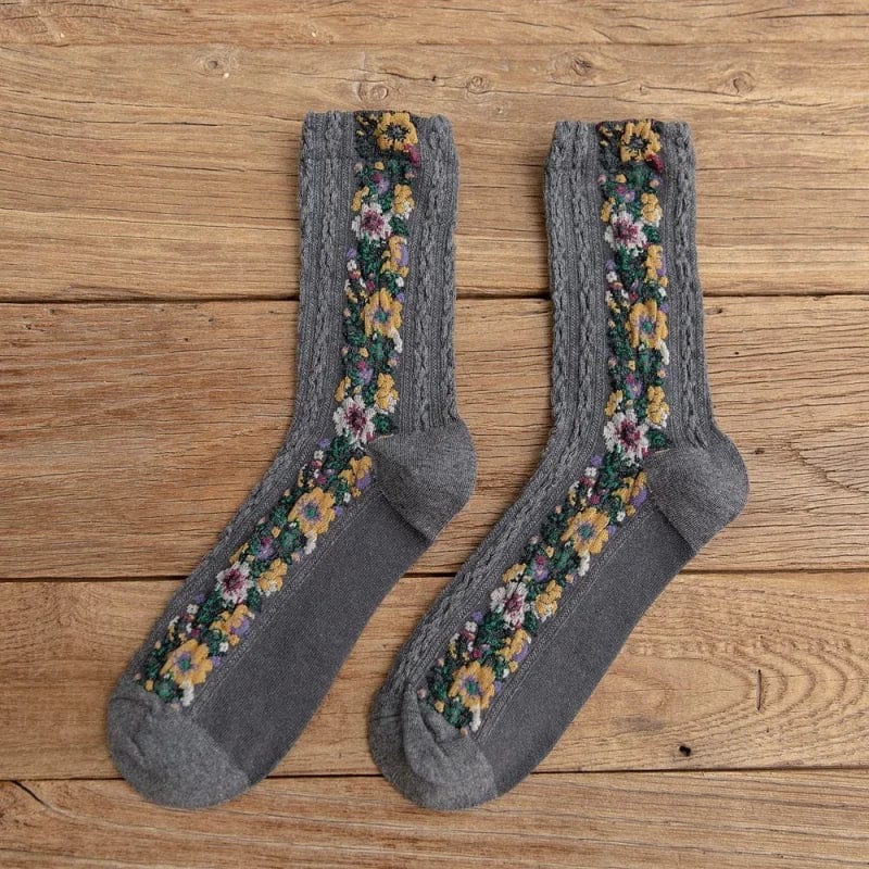 Grau Dekorative Socken mit Blumenmuster