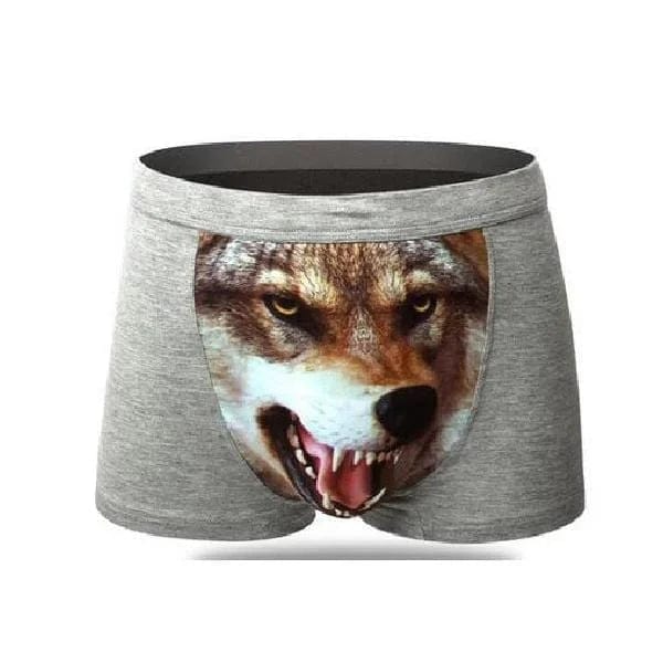 Grau Herren-Boxershorts mit einem Wolf