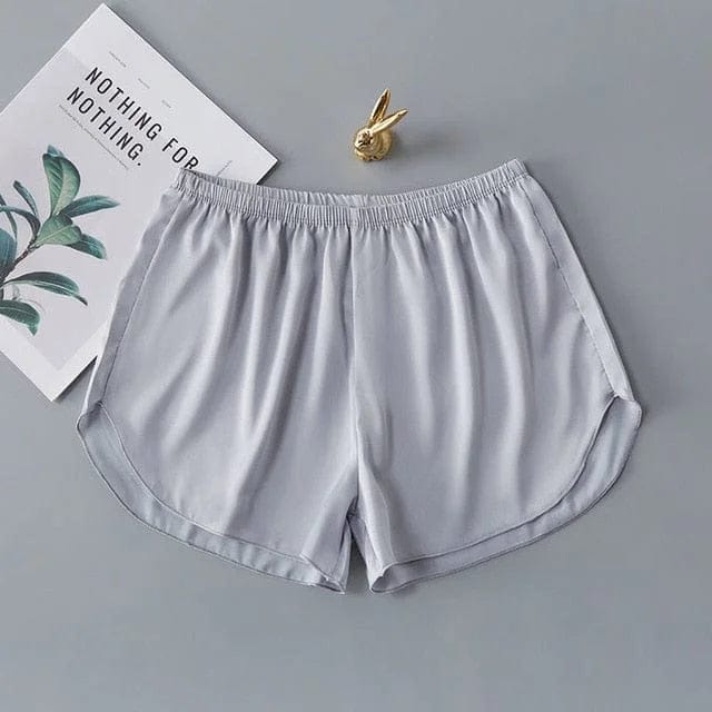 Grau Schlafshorts aus Satin