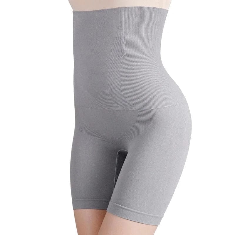 Grau Slimming-Shorts mit hoher Taille