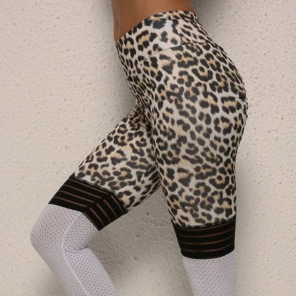 Grau Sportleggings mit Leopardenmuster