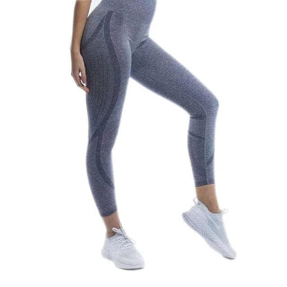 Grau Sportleggings mit Zierstreifen