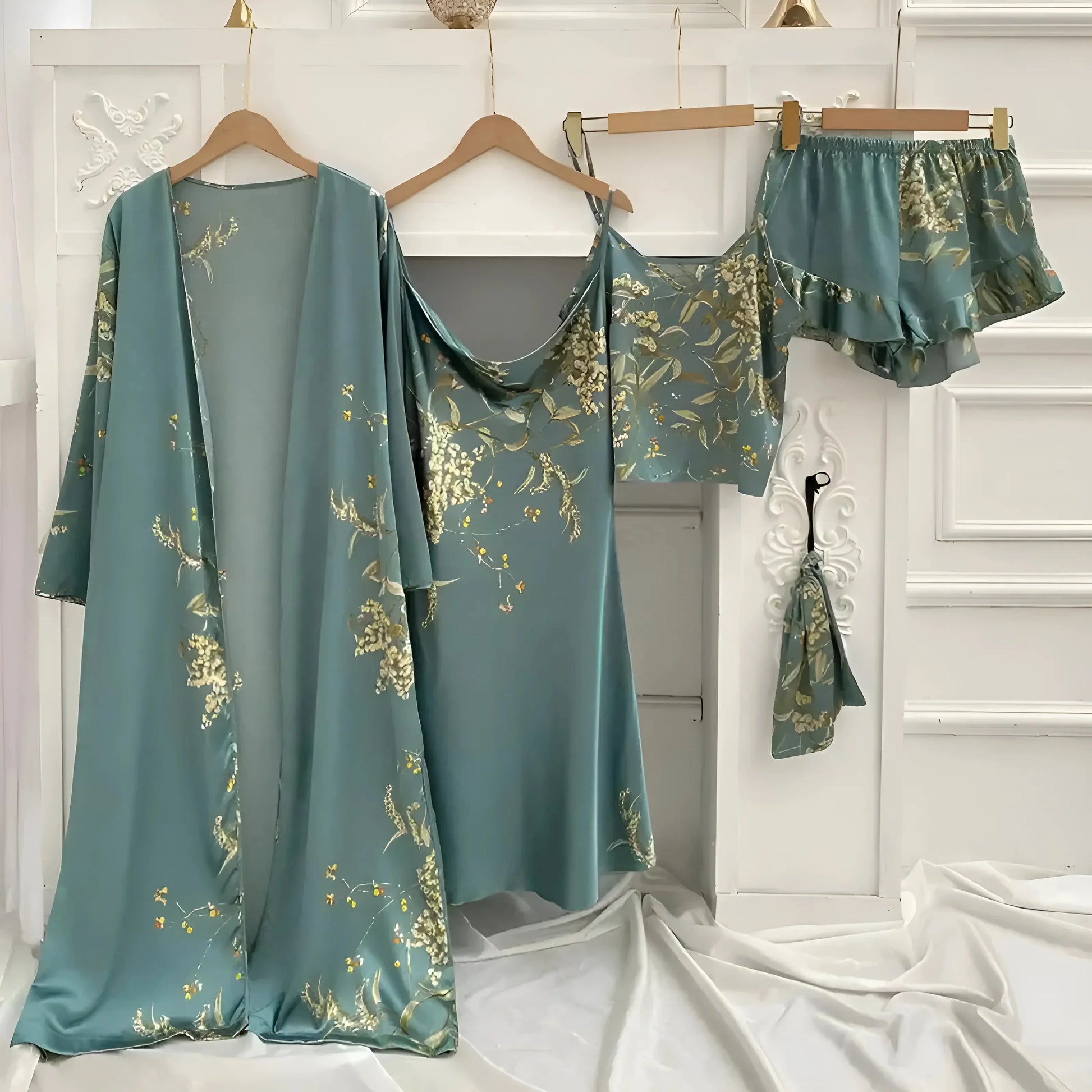 Green Floral Print Sleep Set