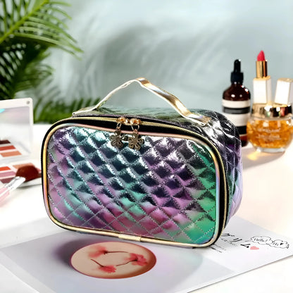 Green Quilted Cosmetic Case - Vanity Box