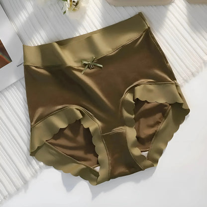 Green Seamless High-Waisted Knickers with Bow Detail