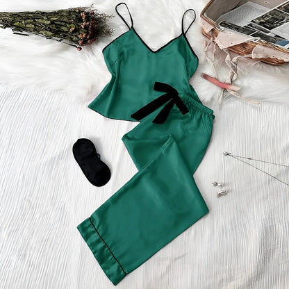 Green Silk Women's Pyjama Set