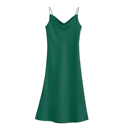 Green Smooth Nightdress with Split