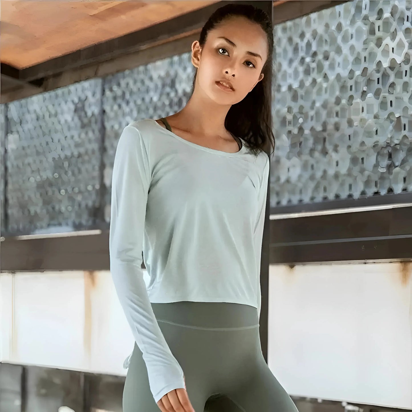 Green Sporty Top with Tie Detail