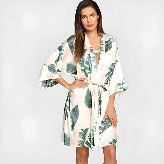 Green Tropical Print Women's Poncho