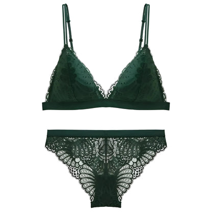 Green Women's Lace Lingerie Set