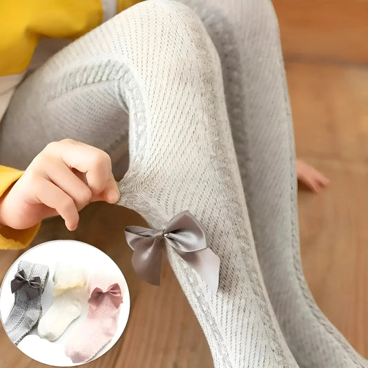 Grey Children's Tights with Bow Detail