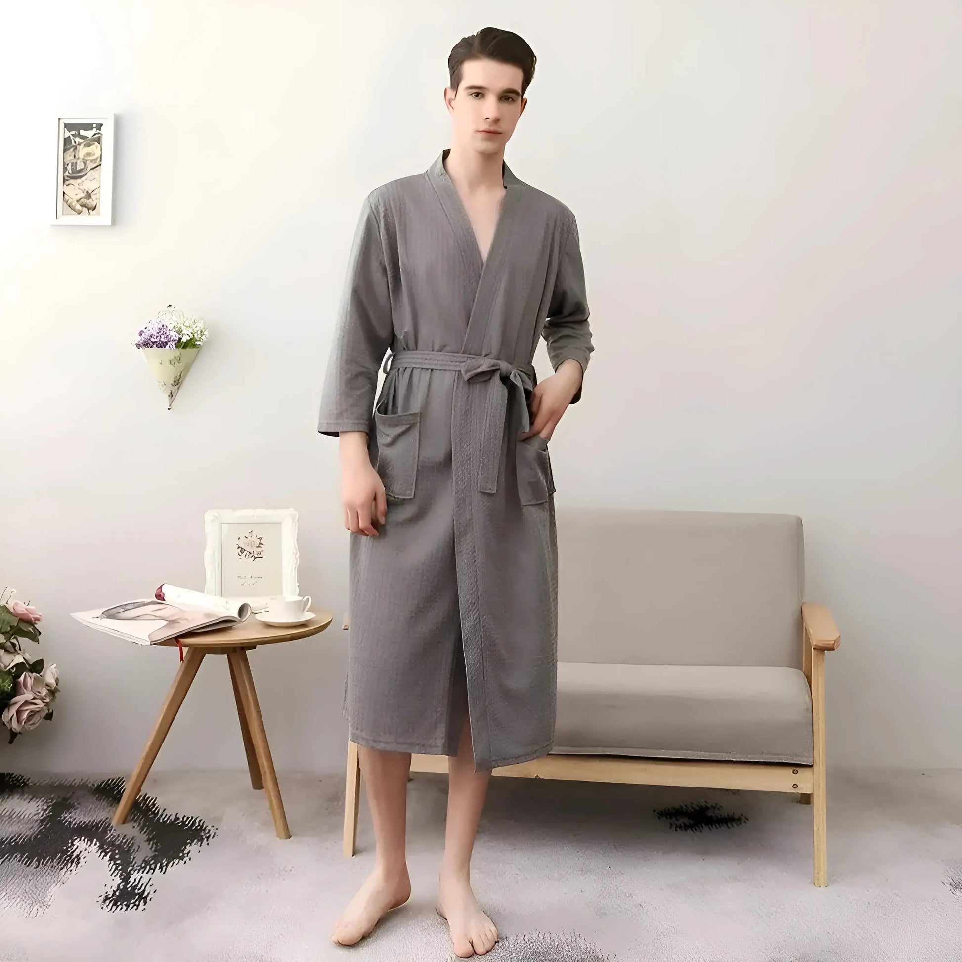 Grey Classic Men's Bathrobe