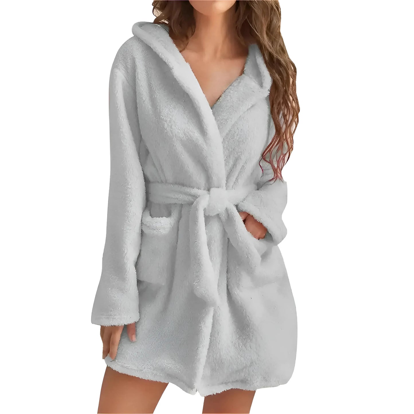 Grey Fluffy Women's Robe