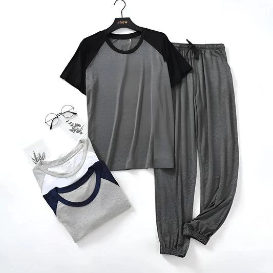 Grey Men's Two-Tone Pyjama Set